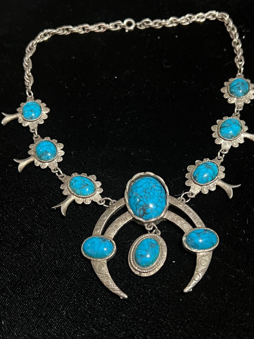 Turquoise faux Stone Statement Necklace - Blue